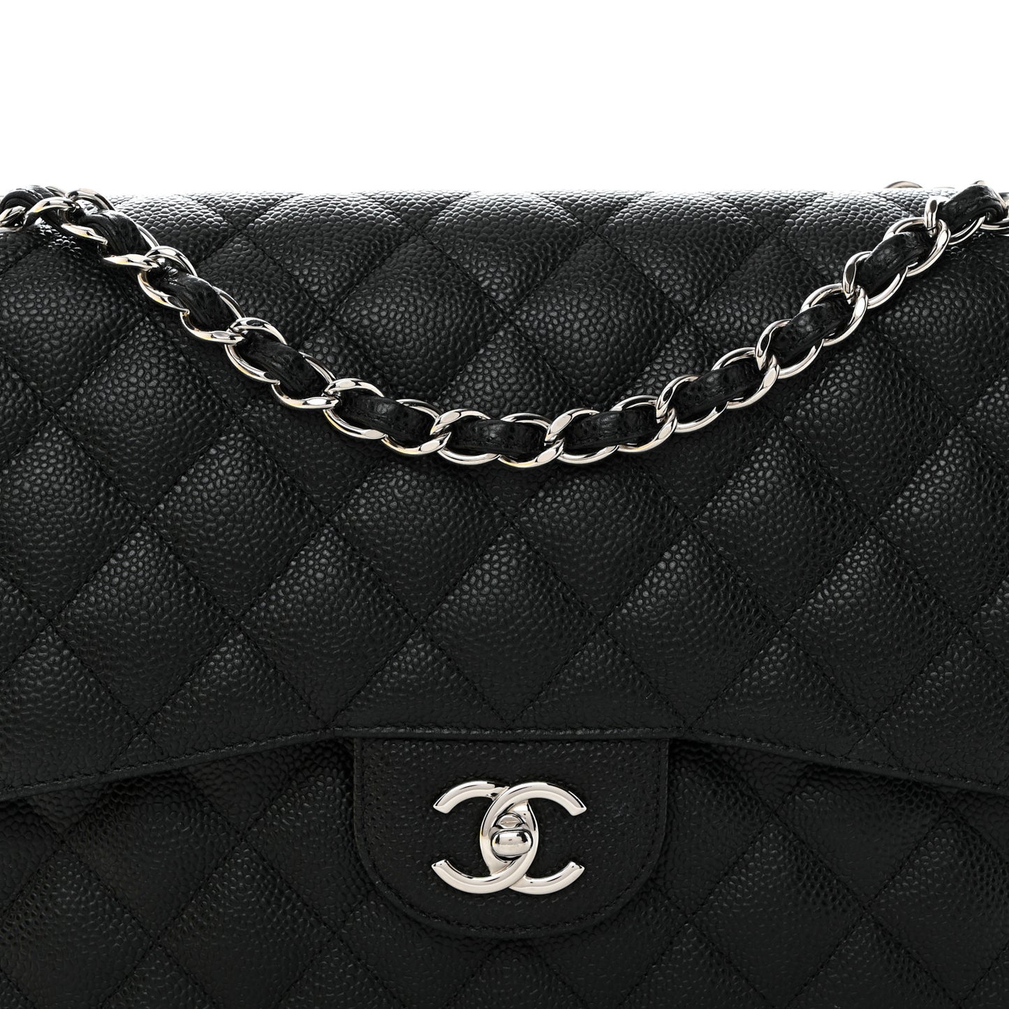 Caviar Quilted Jumbo Double Flap Black