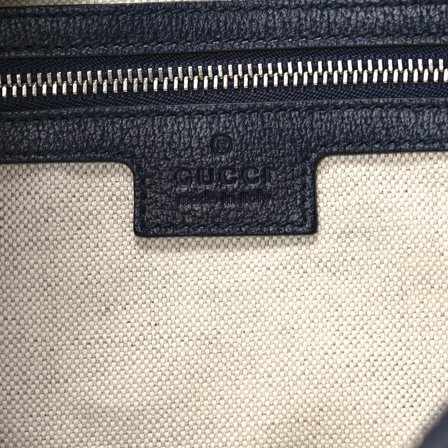 GG Supreme Monogram Textured Calfskin Web Large Attache Shoulder Bag Beige Blue
