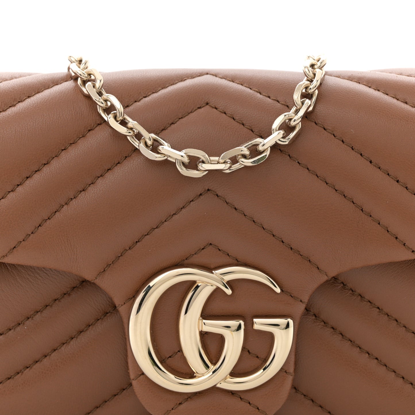 Lambskin Matelasse Mini GG Marmont Shoulder Bag Brown