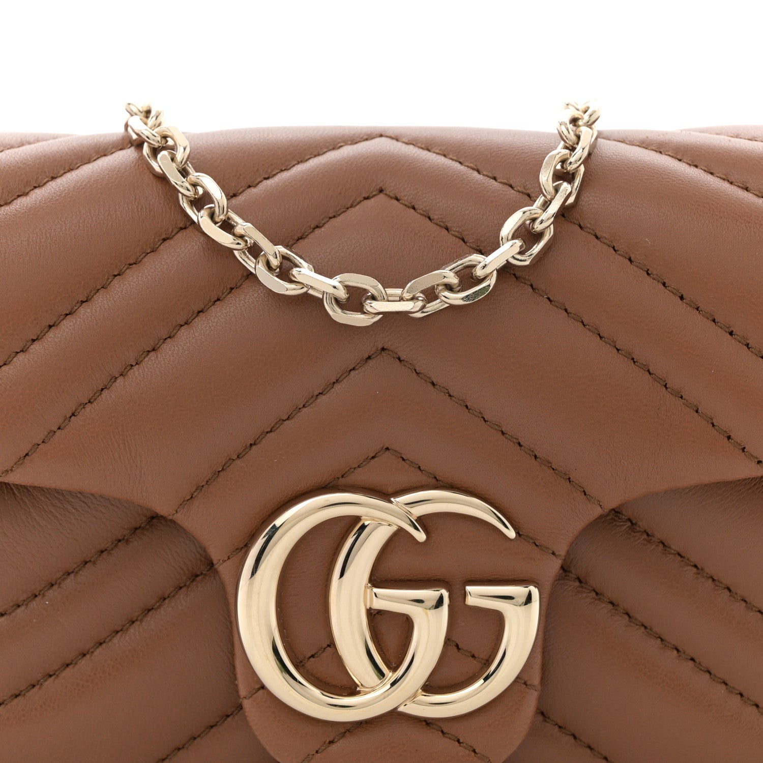 Gucci Lambskin Matelasse Mini GG Marmont Shoulder Bag Brown 8 of 11