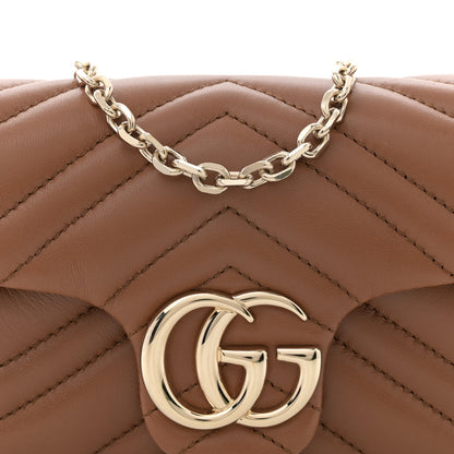 Gucci Lambskin Matelasse Mini GG Marmont Shoulder Bag Brown 8 of 11