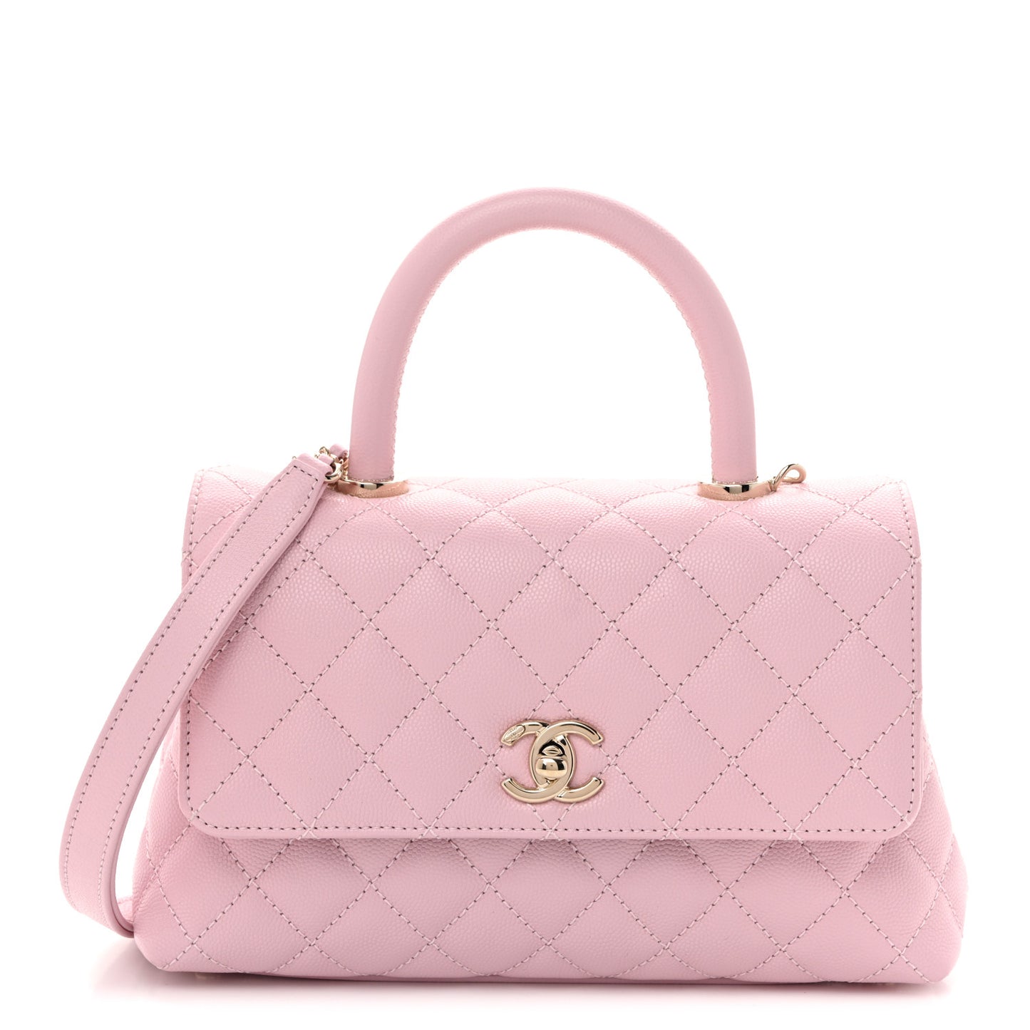 Caviar Quilted Mini Coco Handle Flap Light Pink