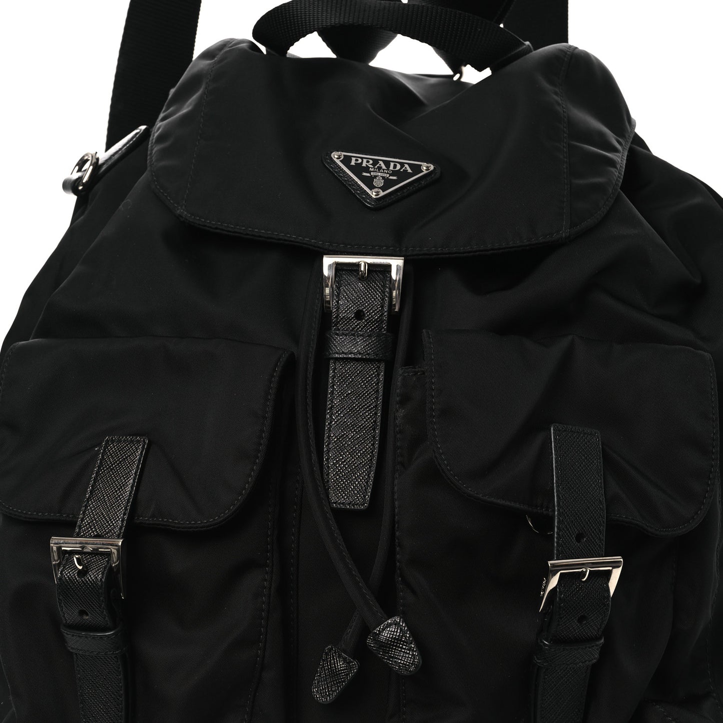 Tessuto Nylon Saffiano Medium Backpack Black