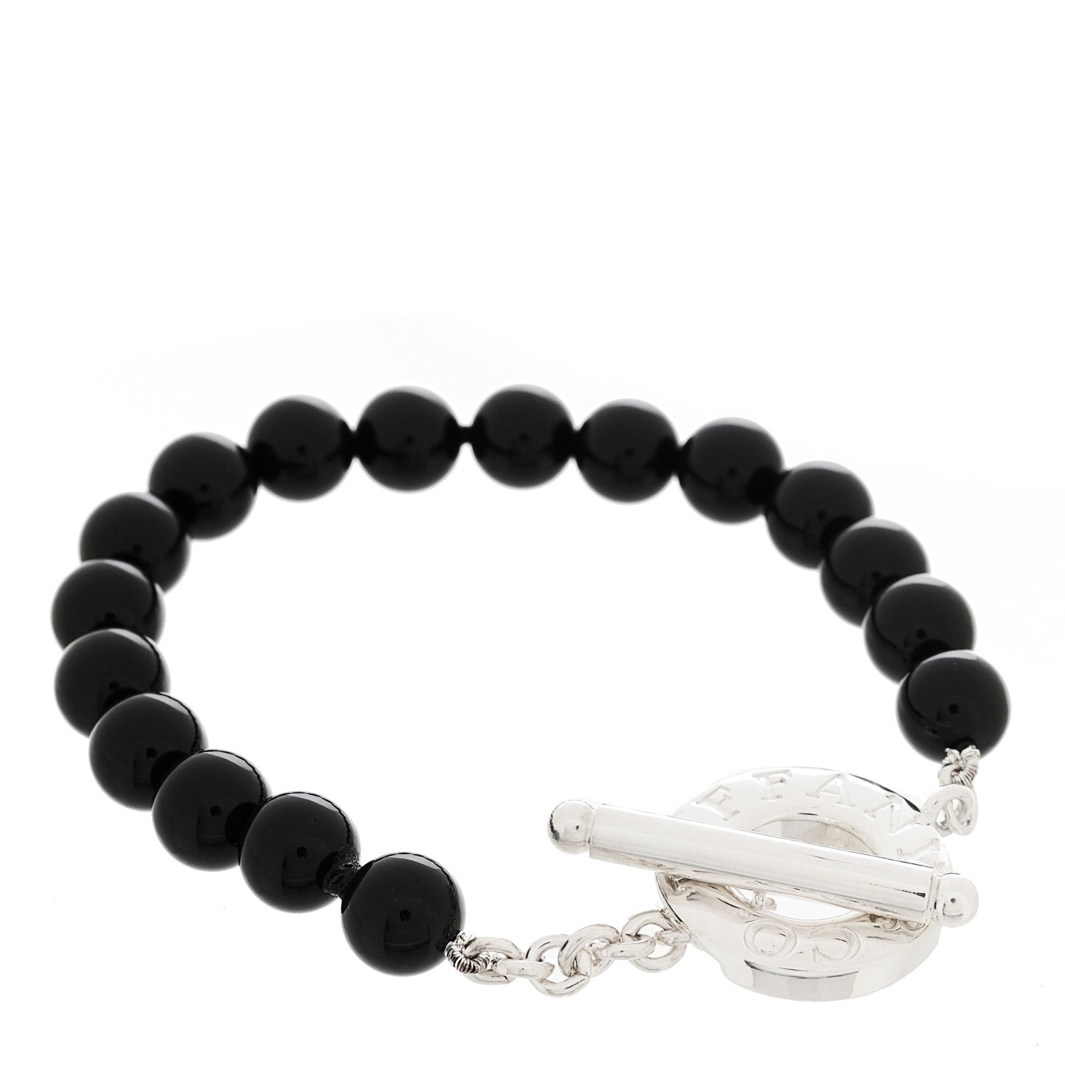 Tiffany Sterling Silver Black Onyx Bead Toggle Bracelet 1 of 3