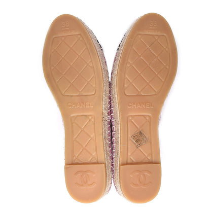 Chanel Linen CC Espadrilles 38 Pink Black 5 of 10
