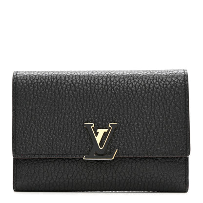 Louis Vuitton Taurillon Capucines Compact Wallet Black 1 of 6