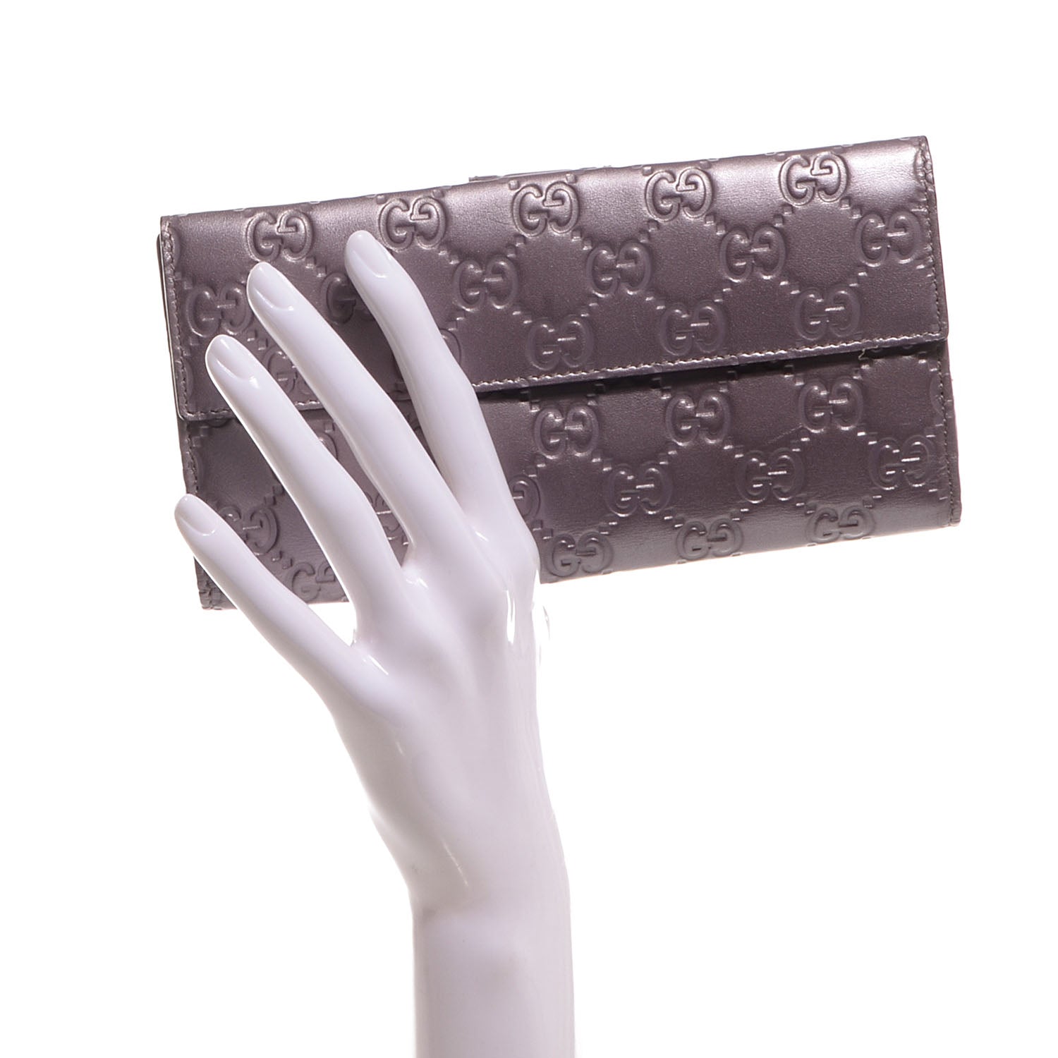 Gucci Metallic Soft Guccissima Heart Continental Wallet Lilac 2 of 8
