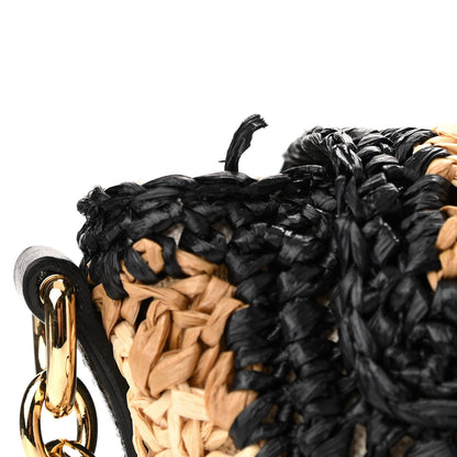 Gucci Raffia Azalea Calfskin Crochet Flower Small GG Marmont Shoulder Bag Natural Ecru Black 11 of 11