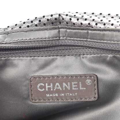 Chanel Metallic Crackled Calfskin Perforated Large Drill Flap Silver 6 of 8