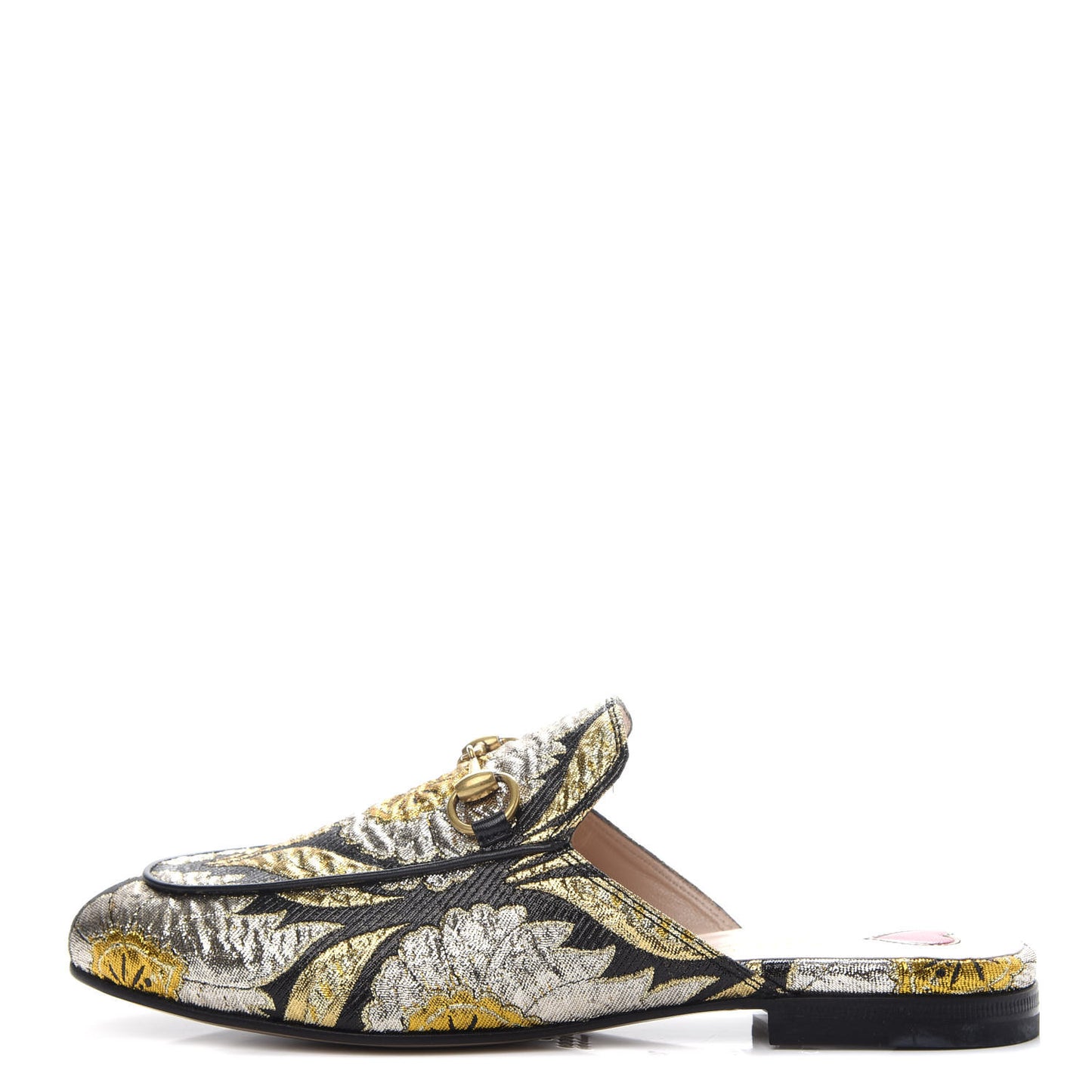 Jacquard Floral Womens Princetown Slippers 36 Oro Black