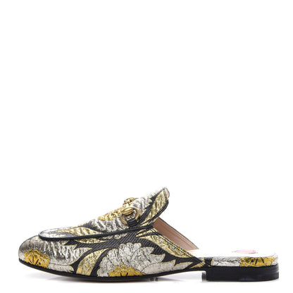 Gucci Jacquard Floral Womens Princetown Slippers 36 Oro Black 1 of 11