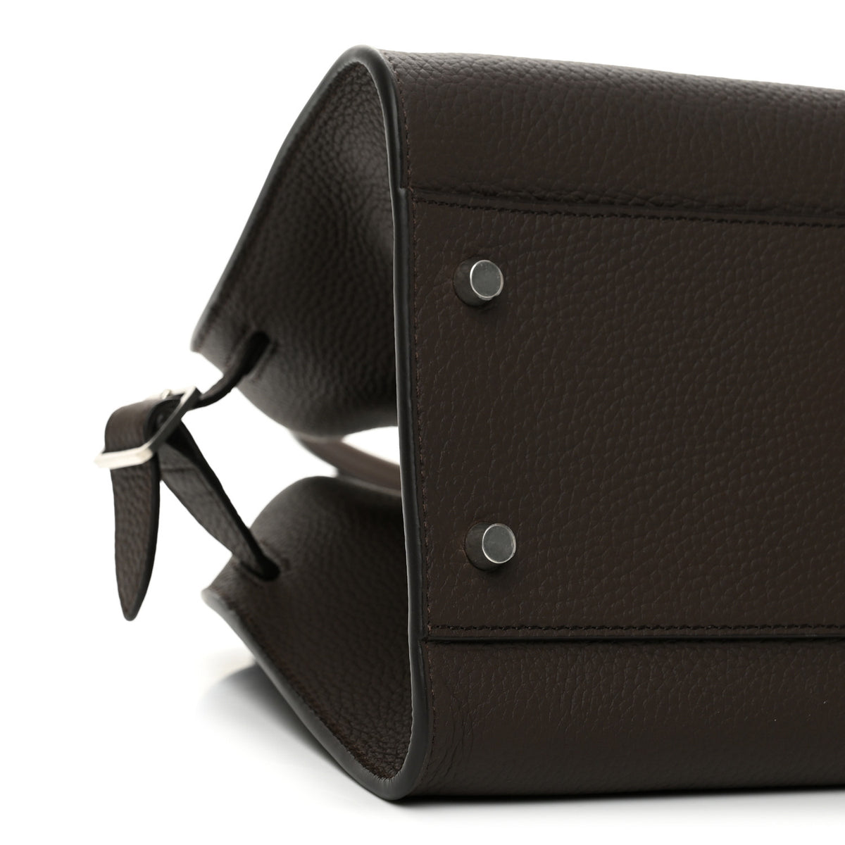 Matte Grained Calfskin Margaux Shoulder 12 Deep Brown