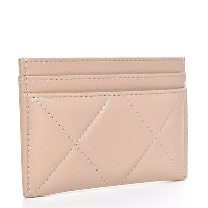 Chanel Shiny Goatskin Quilted Chanel 19 Card Holder Beige 3 of 10