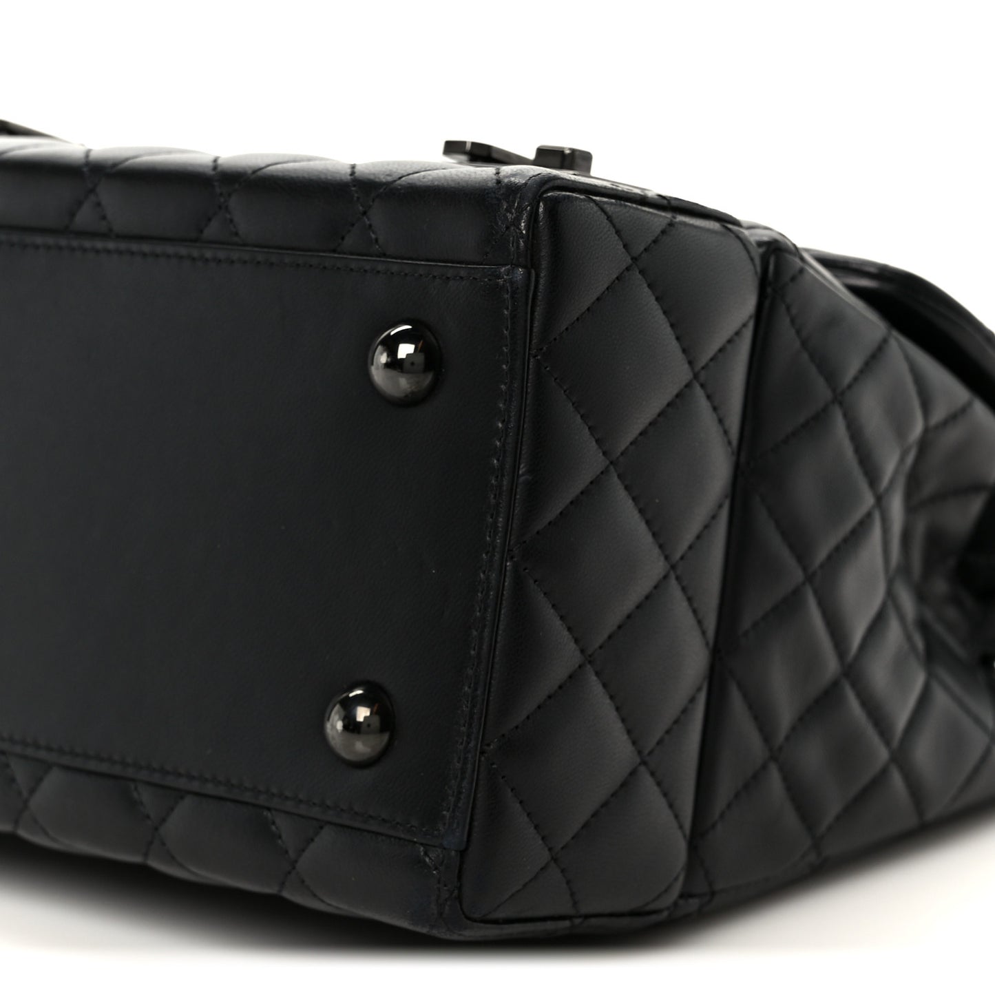 Lambskin Quilted Cockpit Flap Bag Black