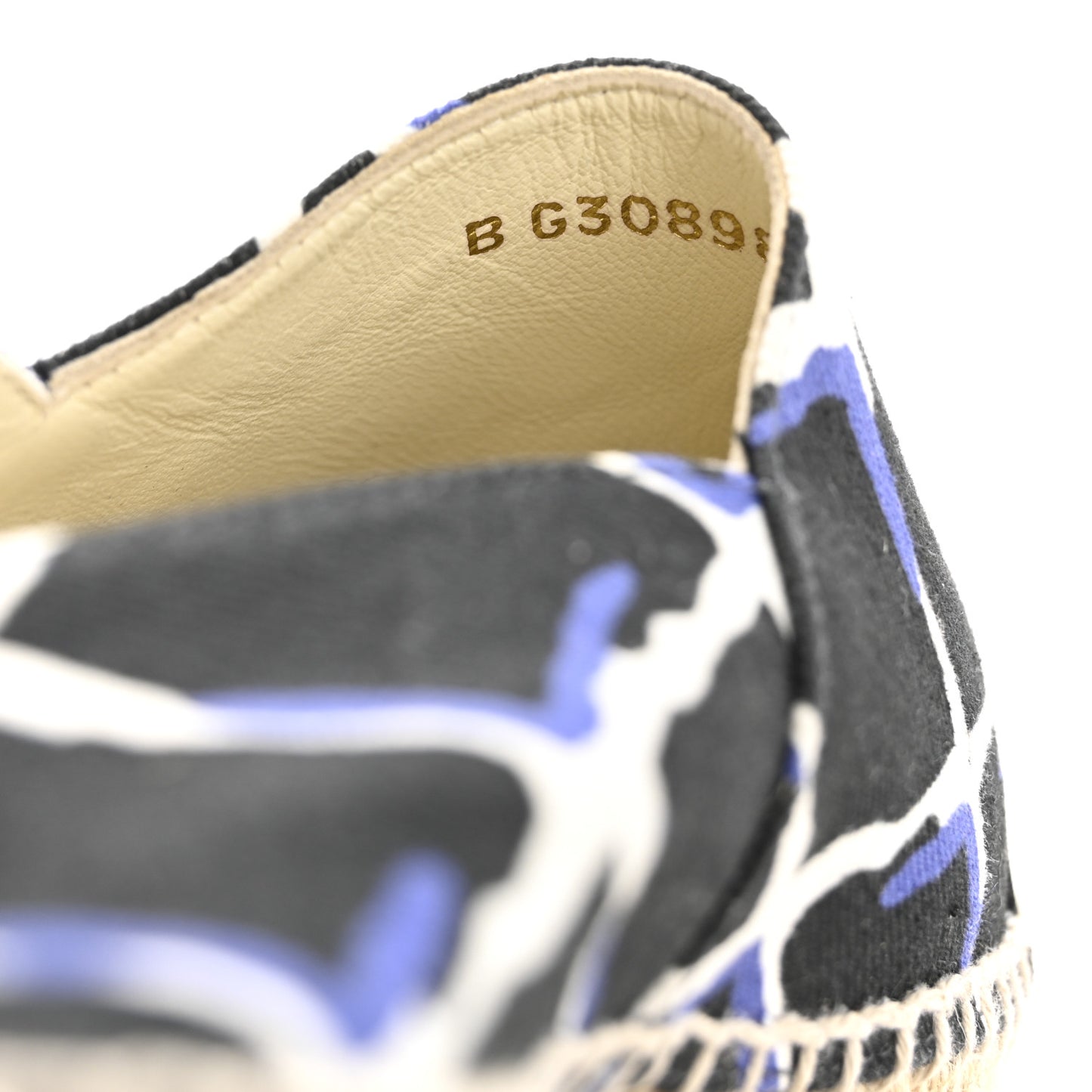 Printed Canvas Grosgrain Espadrilles 36 Blue Black