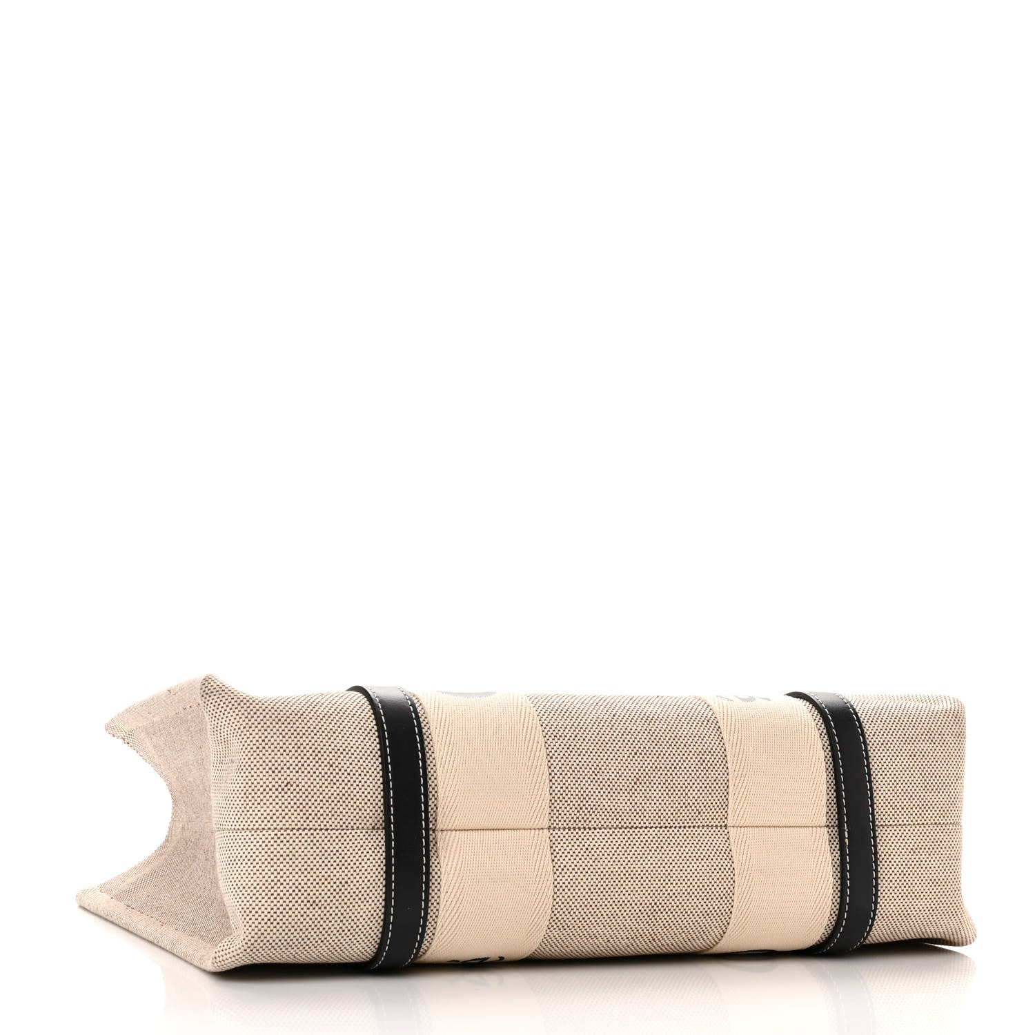 Chloe Cotton Calfskin Medium Woody Ribbon Tote White Black 4 of 9