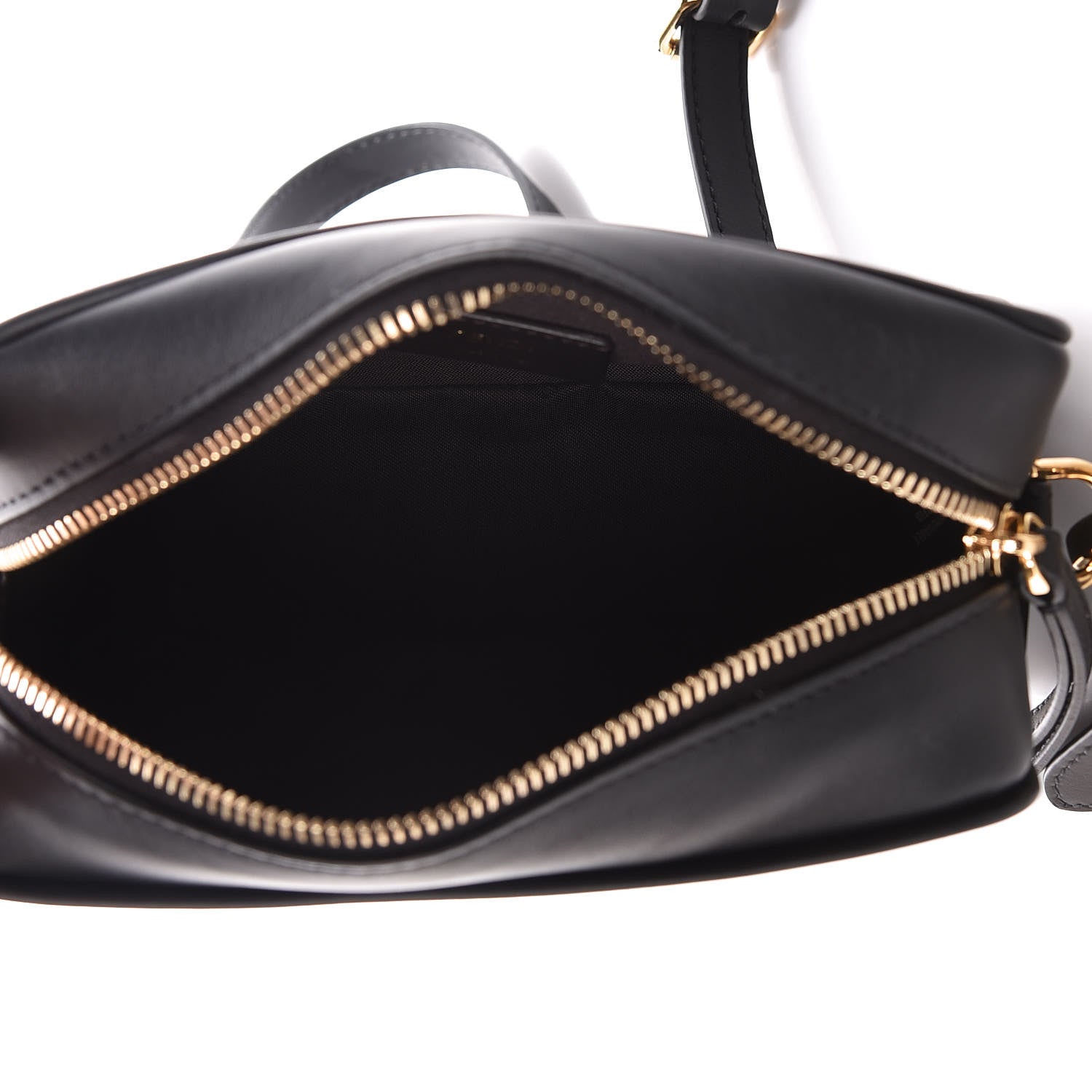 Fendi Glazed Fabric Vitello Century FF 1974 Stamp Patch Mini Camera Case Mogano Panna Black 5 of 11