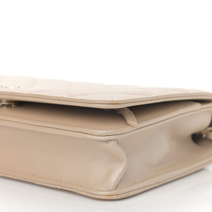 Chanel Iridescent Lambskin Quilted Pearl Wallet On Chain WOC Light Beige 5 of 12