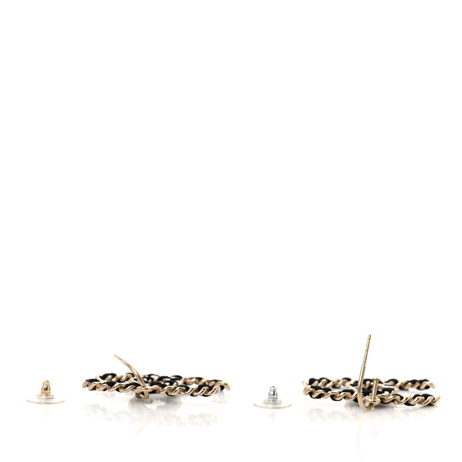 Chanel CC Chain Earrings Light Gold Black 3 of 5