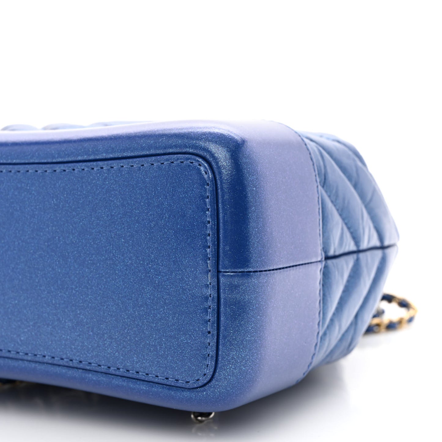 Iridescent Aged Calfskin Chevron Quilted Small Gabrielle Backpack Blue