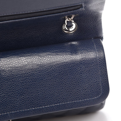 Chanel Caviar Quilted Medium Double Flap Dark Blue 9 of 12