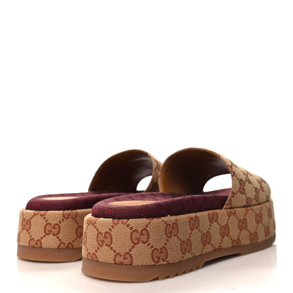 Gucci Canvas GG Monogram Angelina Platform Slide Sandals 42 Beige Ruggine 4 of 9