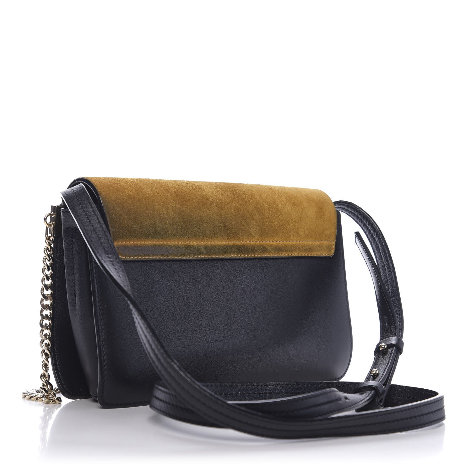 Chloe Suede Calfskin Small Faye Shoulder Bag Full Blue Mustard 3 of 13