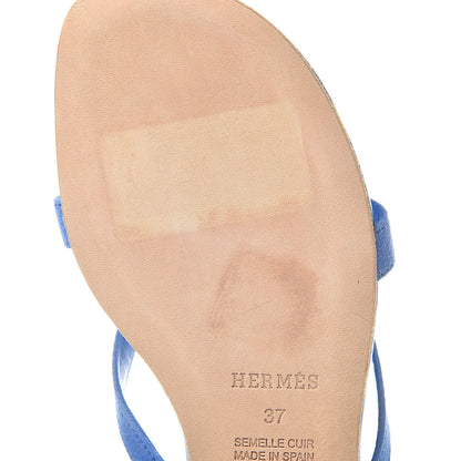Hermes Suede Nappa Corfou Sandals 37 Bleu 8 of 11