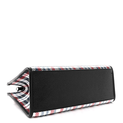 Gucci Canvas Plaid ICCUG Embroidered Small Tote Bag Black White Red Blue Smile Yellow 4 of 12