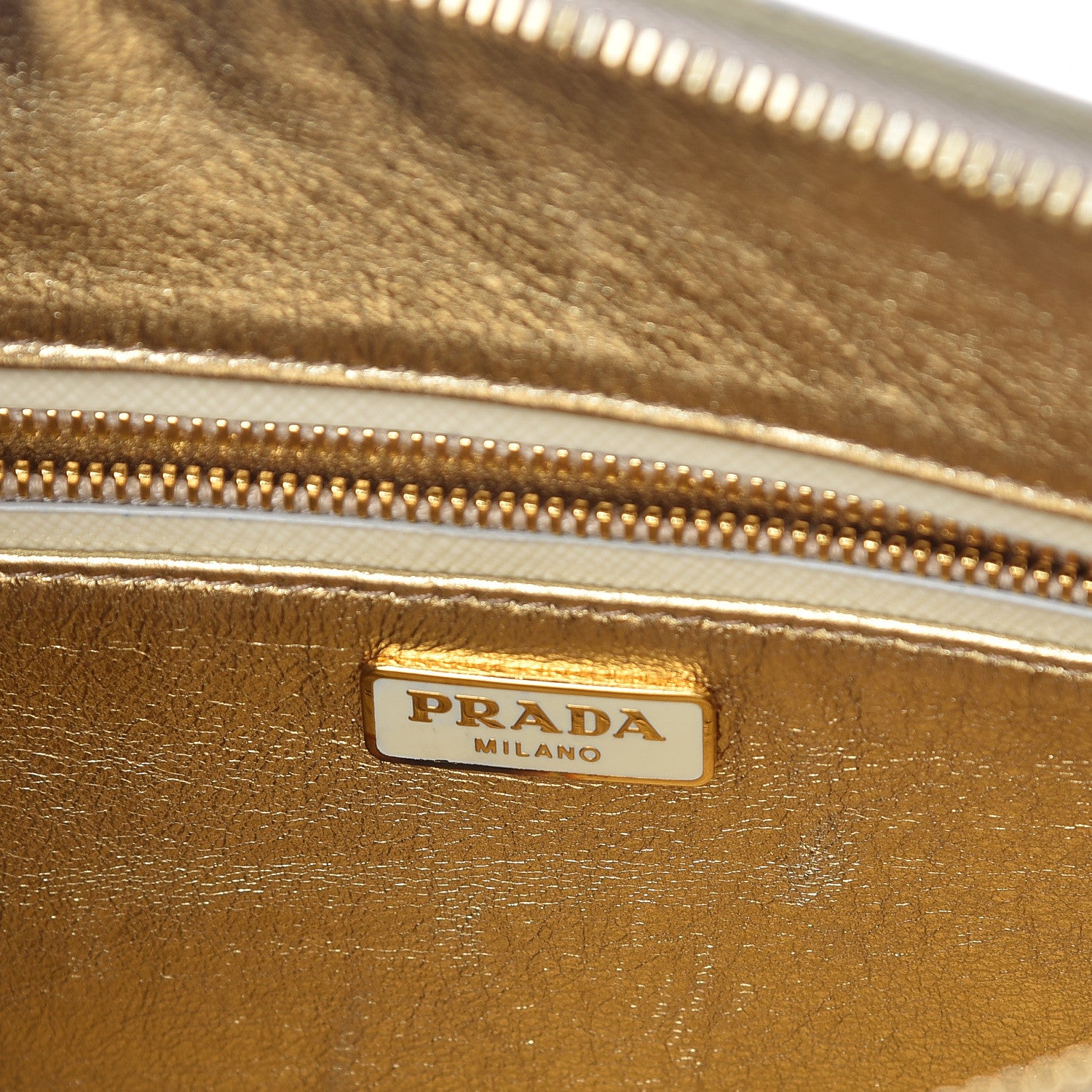Prada Saffiano Vernice Studded Clutch Talco 6 of 10
