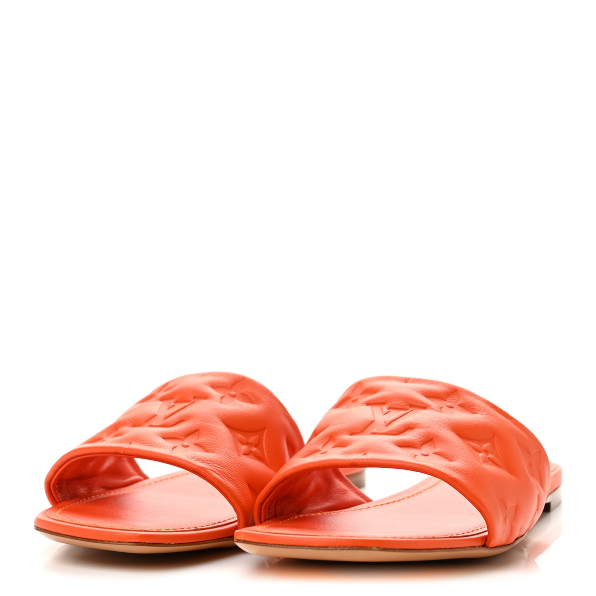 Louis Vuitton Lambskin Embossed Monogram Revival Flat Mules 39 Orange 4 of 9