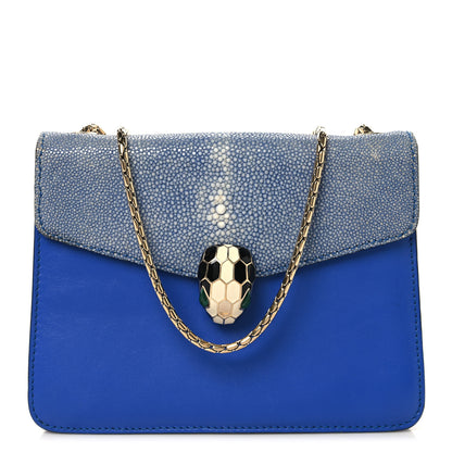 Bulgari Galuchat Calfskin Serpenti Forever Crossbody Bag Blue 1 of 16