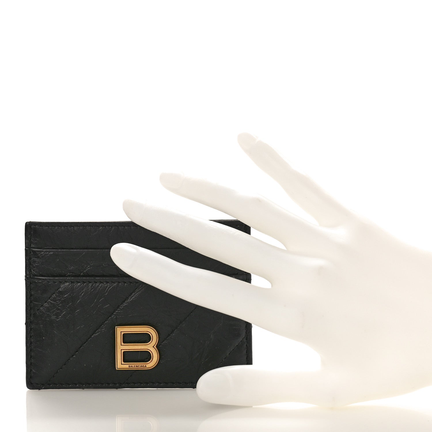 Balenciaga Crushed Calfskin Quilted Crush Card Holder Black 2 of 8