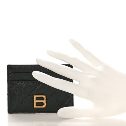 Balenciaga Crushed Calfskin Quilted Crush Card Holder Black 2 of 8