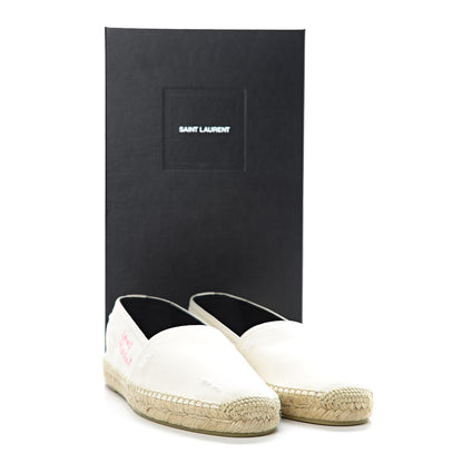 Saint Laurent Canvas Elba Logo Embroidered Espadrilles 41 Panna 10 of 10