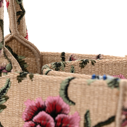 Christian Dior Raffia Embroidered Petites Fleurs Medium Book Tote Natural 14 of 14