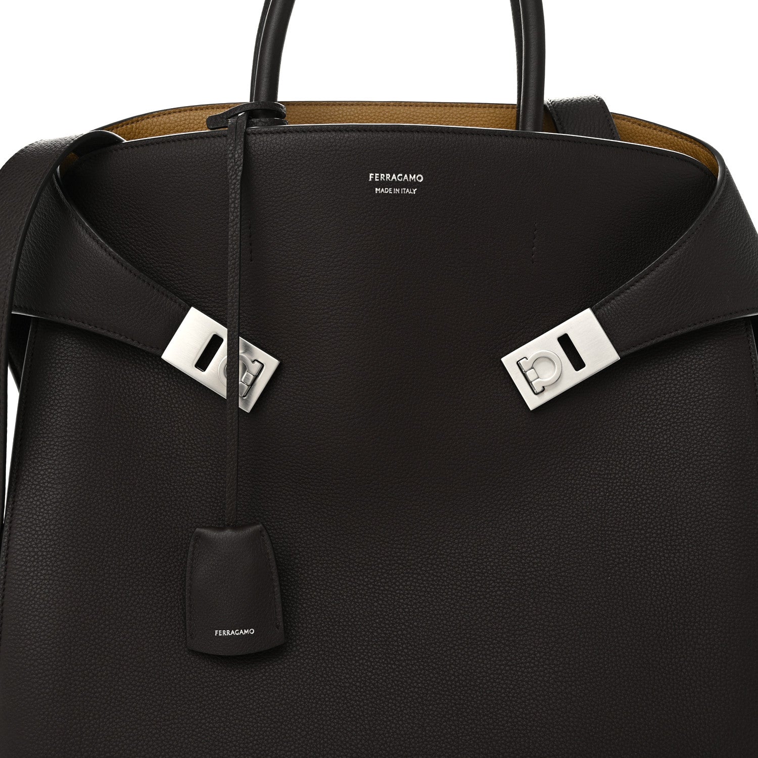Salvatore Ferragamo Calfskin Hug Tote Bag Testa Di Moro 7 of 9