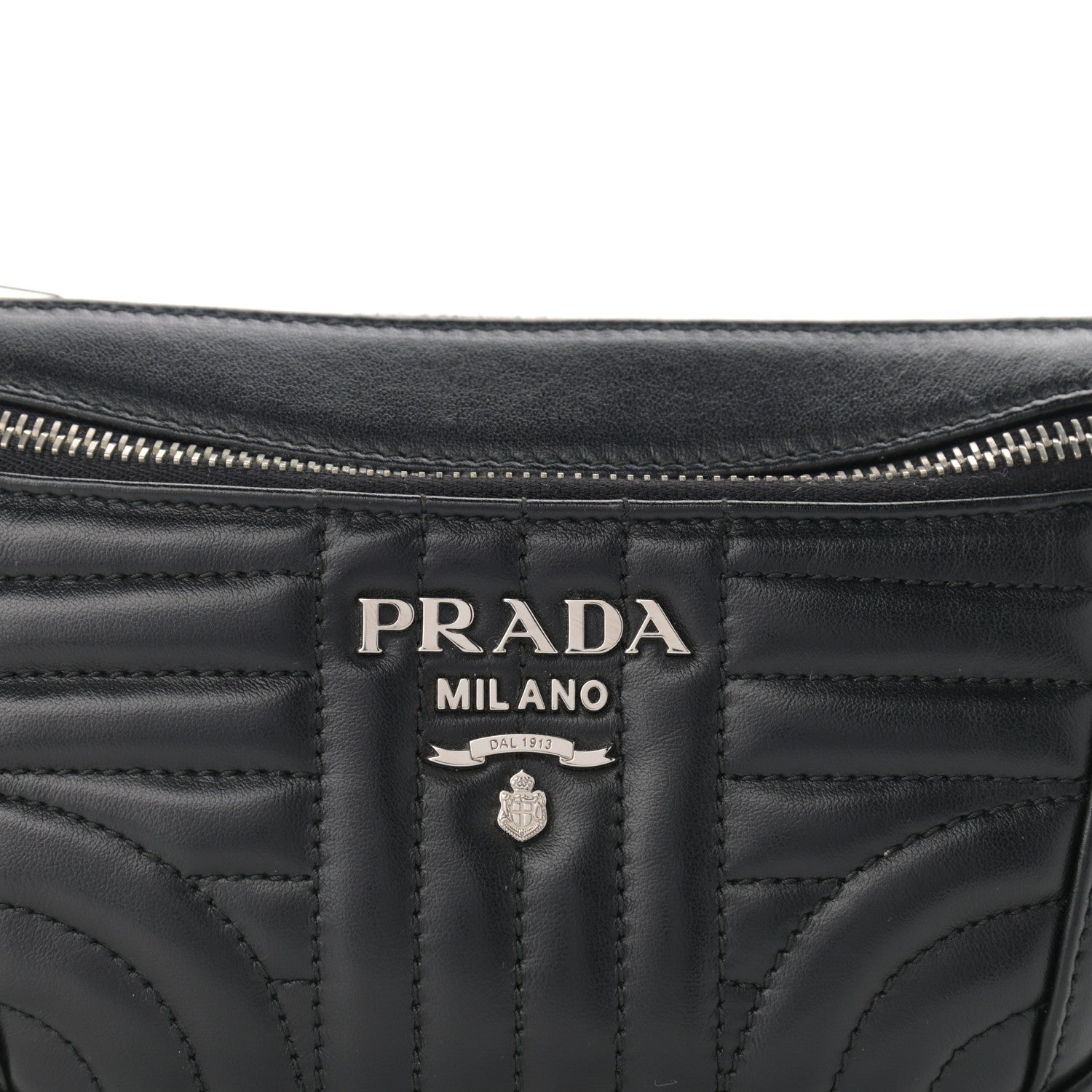 Prada Soft Calfskin Impunture Diagramme Belt Bag Black 7 of 9