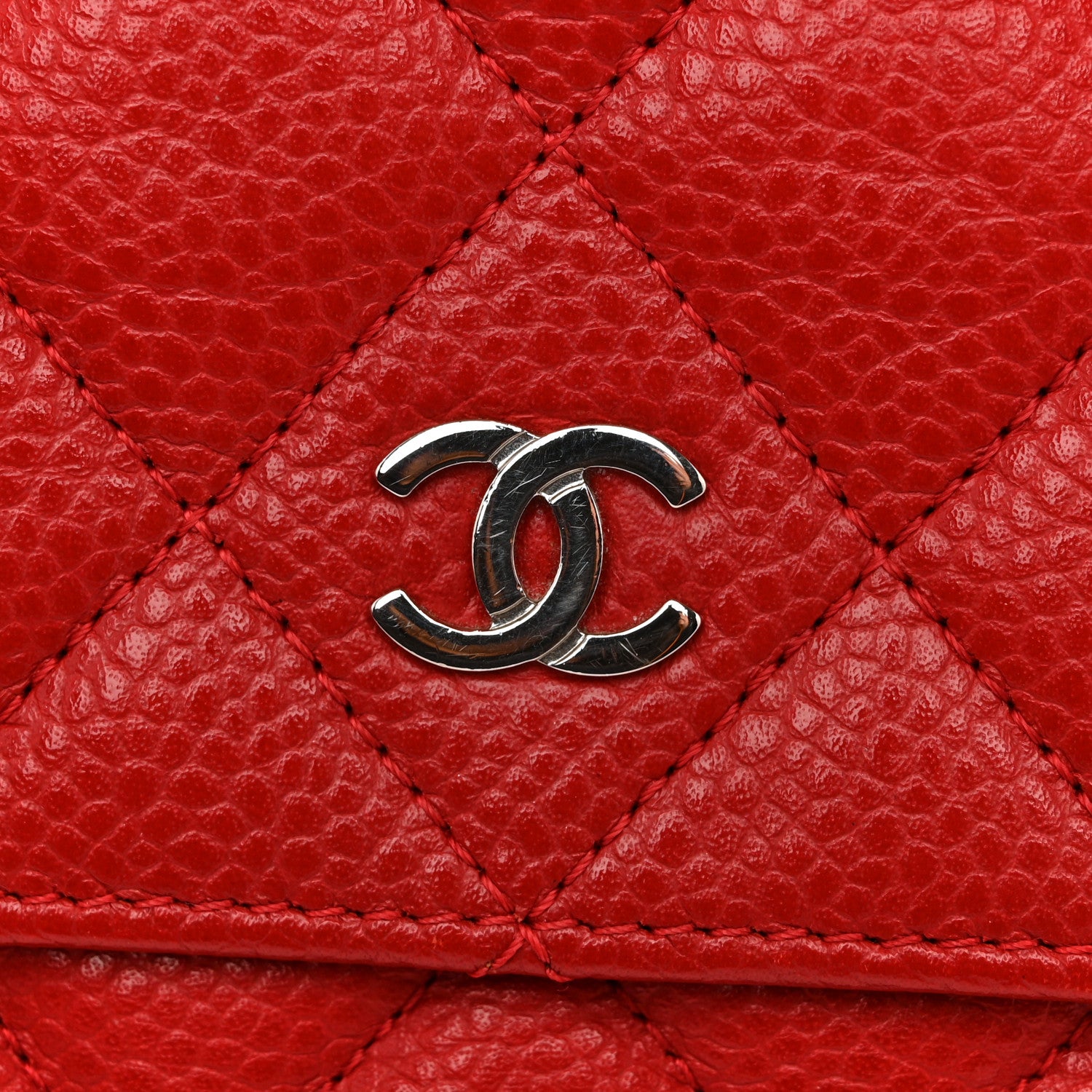 Chanel Caviar Quilted Wallet on Chain WOC Red 14 of 17