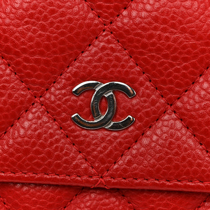 Chanel Caviar Quilted Wallet on Chain WOC Red 14 of 17