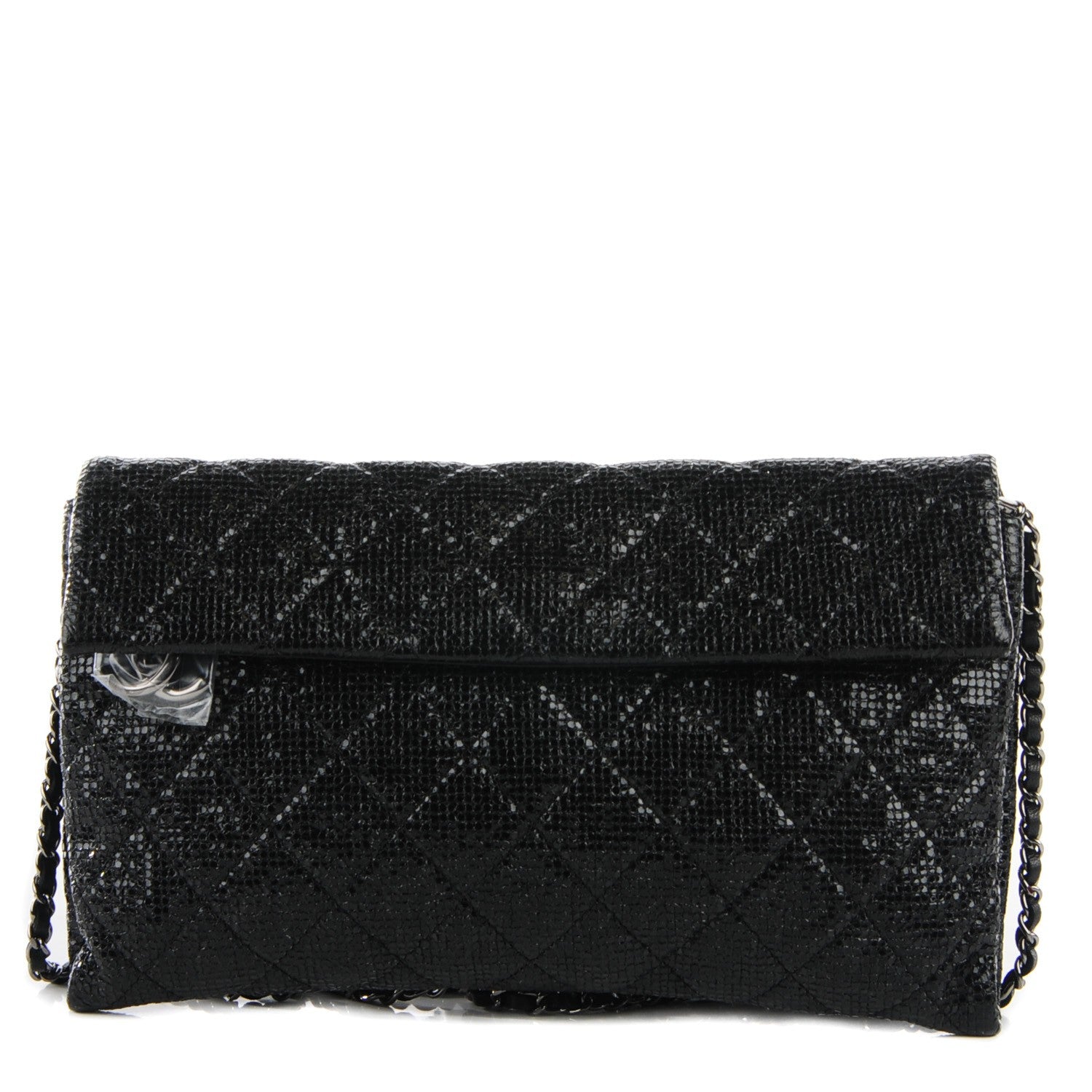 Chanel Vinyl Quilted Clutch with Chain Black 1 of 8