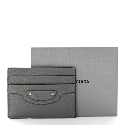 Balenciaga Grained Calfskin Neo Classic Silver Hardware Card Holder Dark Grey 9 of 9