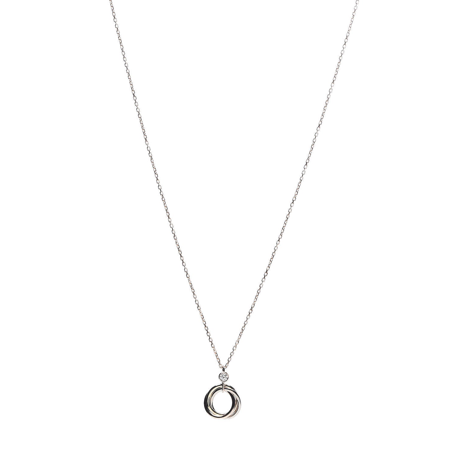 18K Pink Yellow White Gold Diamond Trinity Pendant Necklace