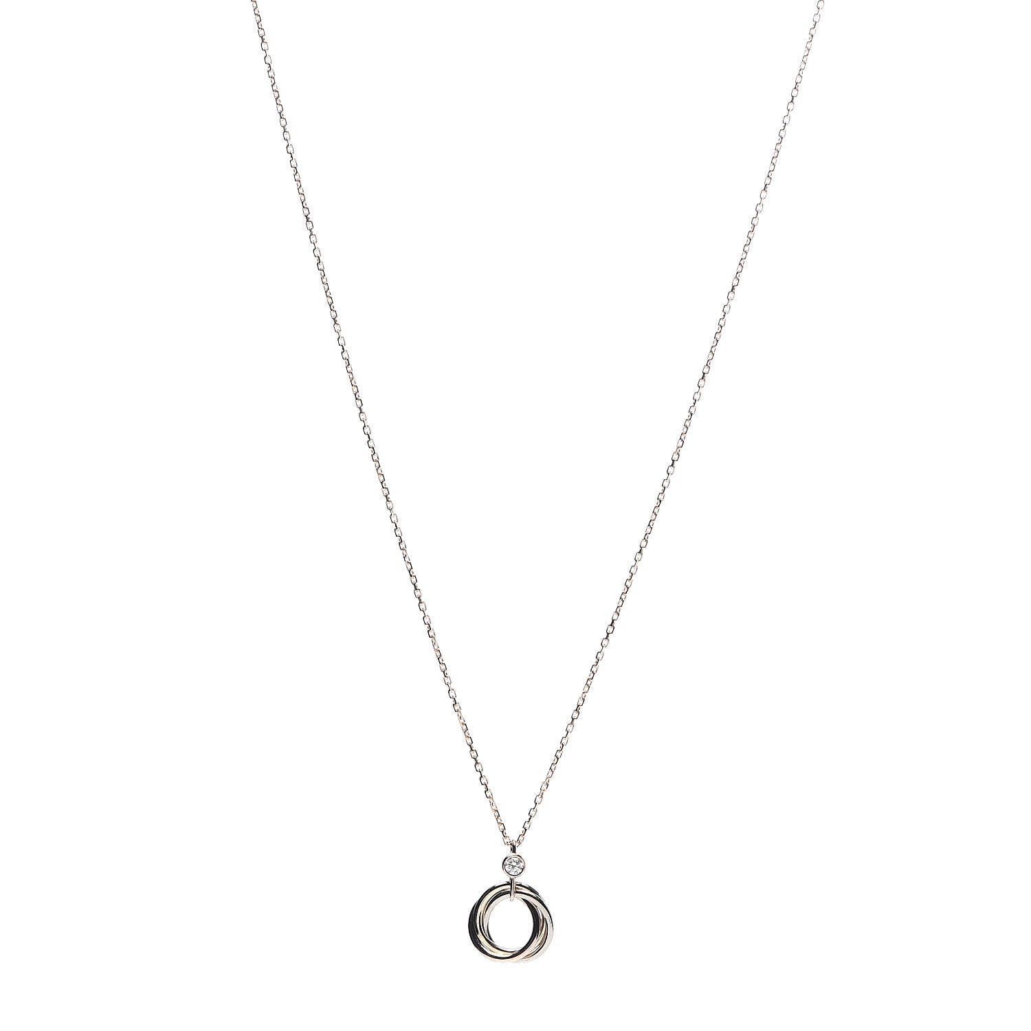 Cartier 18K Pink Yellow White Gold Diamond Trinity Pendant Necklace 1 of 4