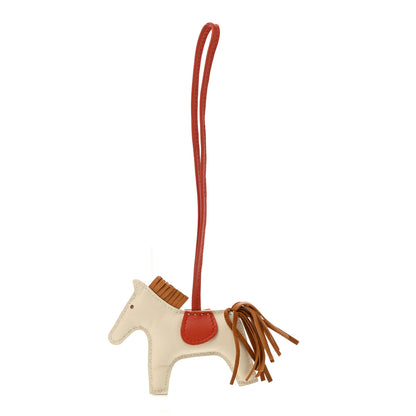 Hermes Milo Lambskin Grigri Rodeo Horse Bag Charm PM Craie Sesame Cornaline 1 of 5