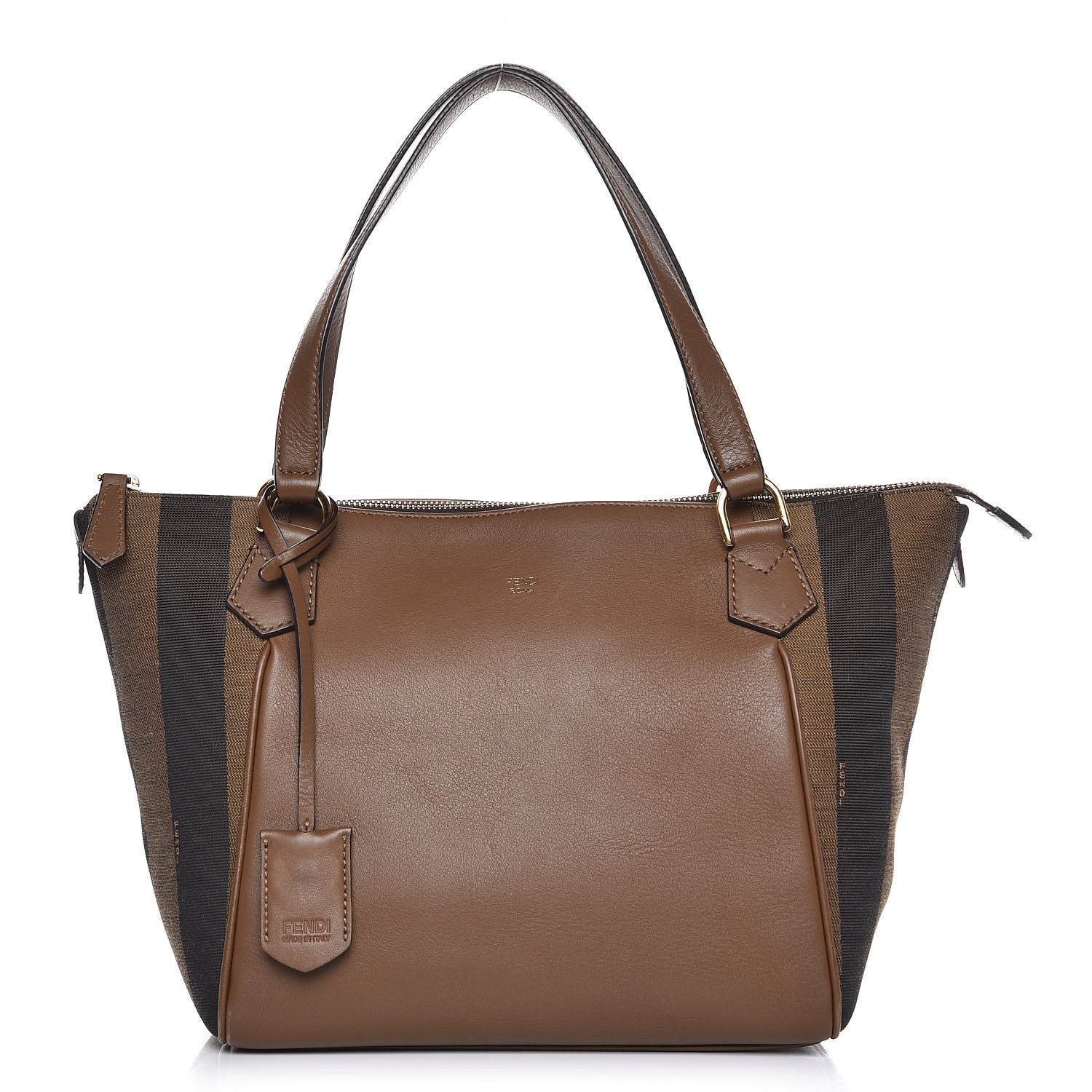 Fendi Pequin Vitello Zip Tote Tobacco Foresta 1 of 9