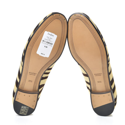 Gucci Calf Hair Tiger Print Womens Jordaan Loafers 39.5 Natural Black Romantic Cherry 7 of 8