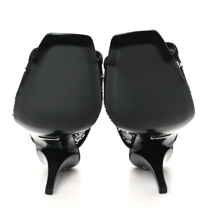Gucci Tela Retino Kid Scamosciato Crystal GG Monogram Square G 95mm Slide Sandals 35 Black 6 of 9