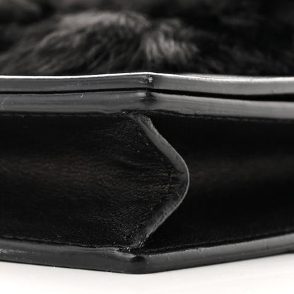 Celine Smooth Lambskin Fur Frame Evening Chain Clutch Black 10 of 10