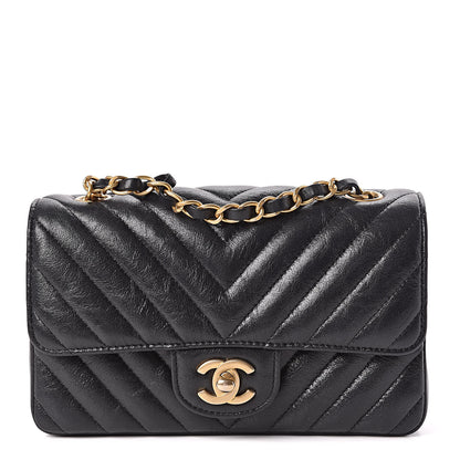 Chanel Iridescent Calfskin Chevron Quilted Mini Rectangular Flap Black 1 of 13